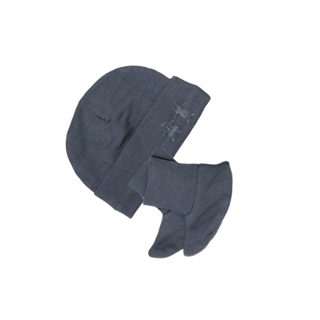 Merino Kids Cocooi Beanie + Bootie Set - Dark Slate-Clothing Sets-Dark Slate-0-3m | Merino Kids UK