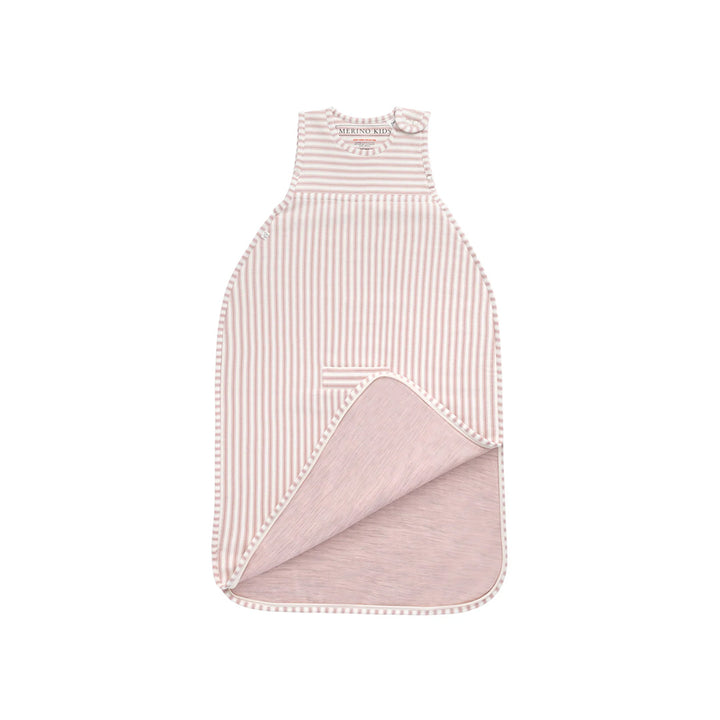Merino Kids Go Go Sleeping Bag - Duvet Weight - Variegated Stripe Mauve-Sleeping Bags-9421023610167-Merino Kids UK