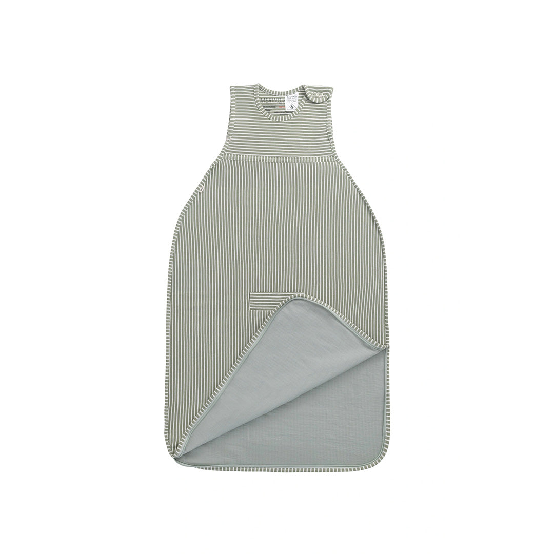 Merino Kids Go Go Sleeping Bag - All Seasons - Olive Stripe-Sleeping Bags-9421023615896-Merino Kids UK