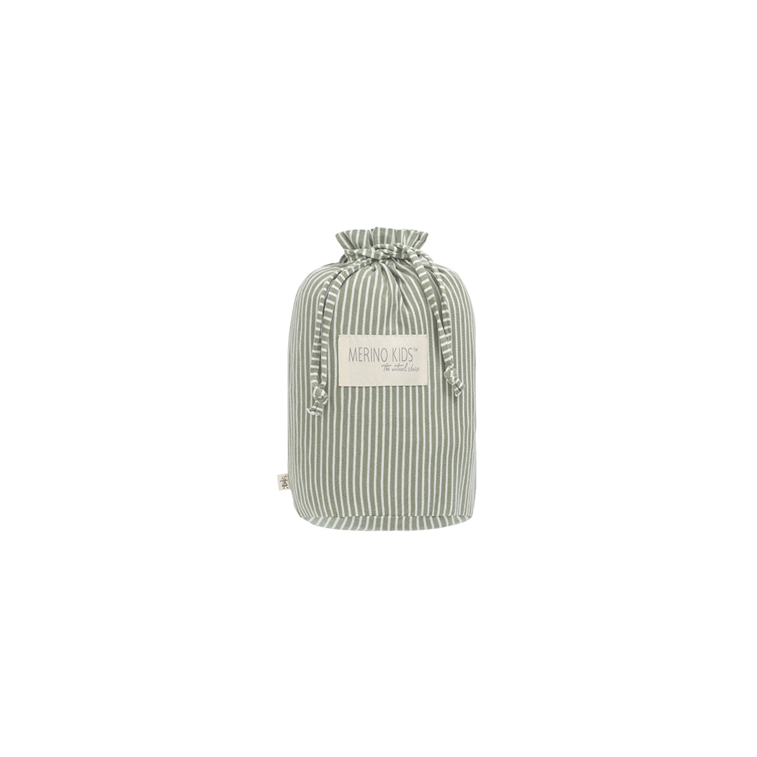Merino Kids Go Go Sleeping Bag - All Seasons - Olive Stripe-Sleeping Bags-9421023615896-Merino Kids UK