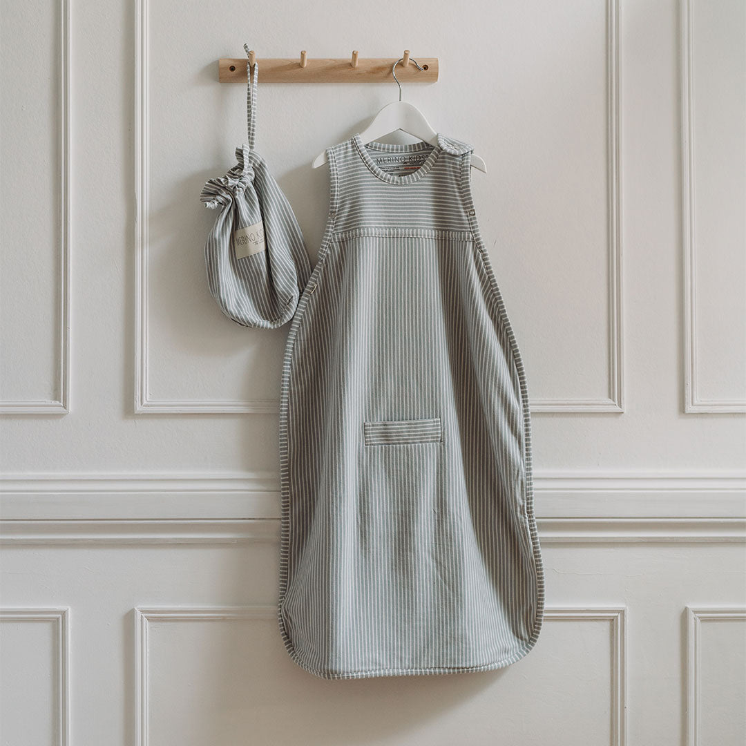 Merino Kids Go Go Sleeping Bag - All Seasons - Turtle Dove Stripe-Sleeping Bags-9421023615933-Merino Kids UK