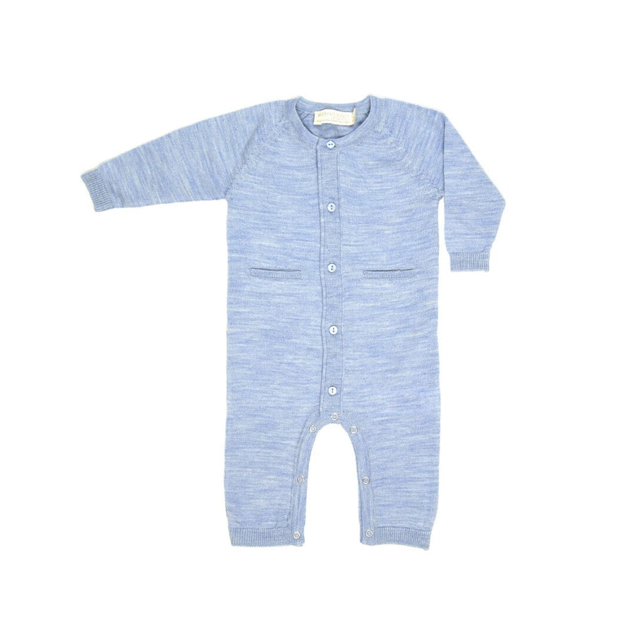 Merino Kids All-In-One Button Through Bodysuit - Sky Blue