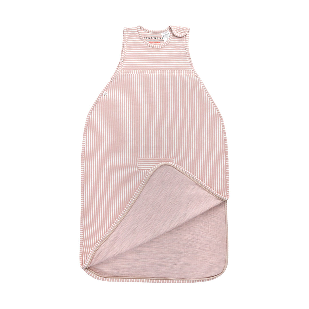 Merino Kids Go Go Sleeping Bag - All Seasons - Misty Rose Stripe