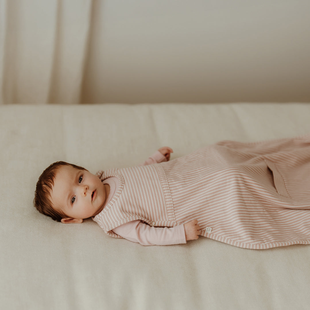 Merino Kids Go Go Sleeping Bag - All Seasons - Misty Rose Stripe