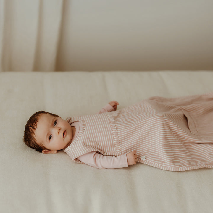 Merino Kids Go Go Sleeping Bag - All Seasons - Misty Rose Stripe