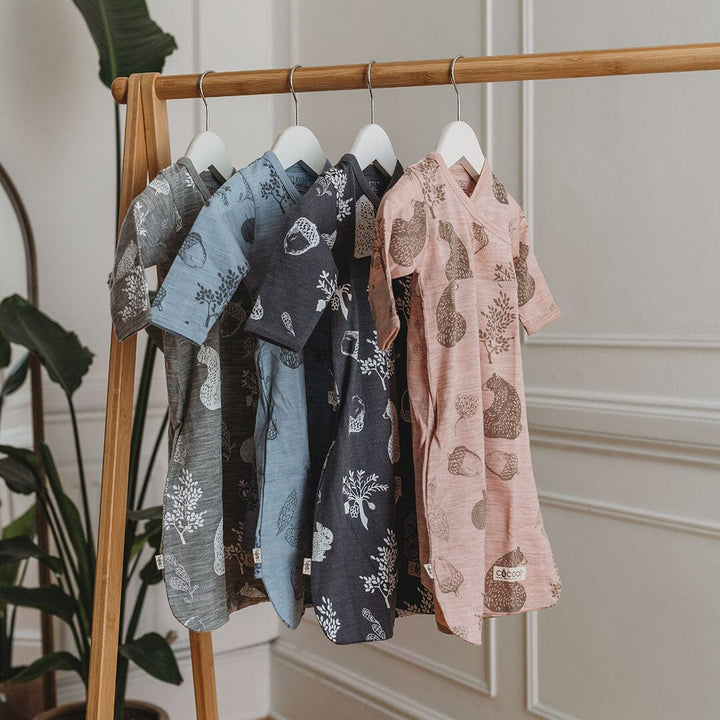 Merino Kids Cocooi Gown - Bear Print - Misty Rose-Sleep Gowns-Misty Rose-NB | Merino Kids UK