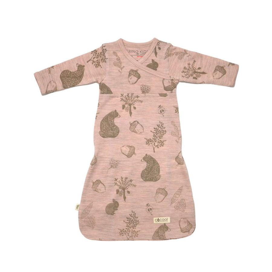 Merino Kids Cocooi Gown - Bear Print - Misty Rose