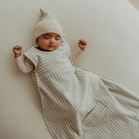 Saco de dormir Merino Kids Go Go - Peso edredón - Rayas variadas Mist
