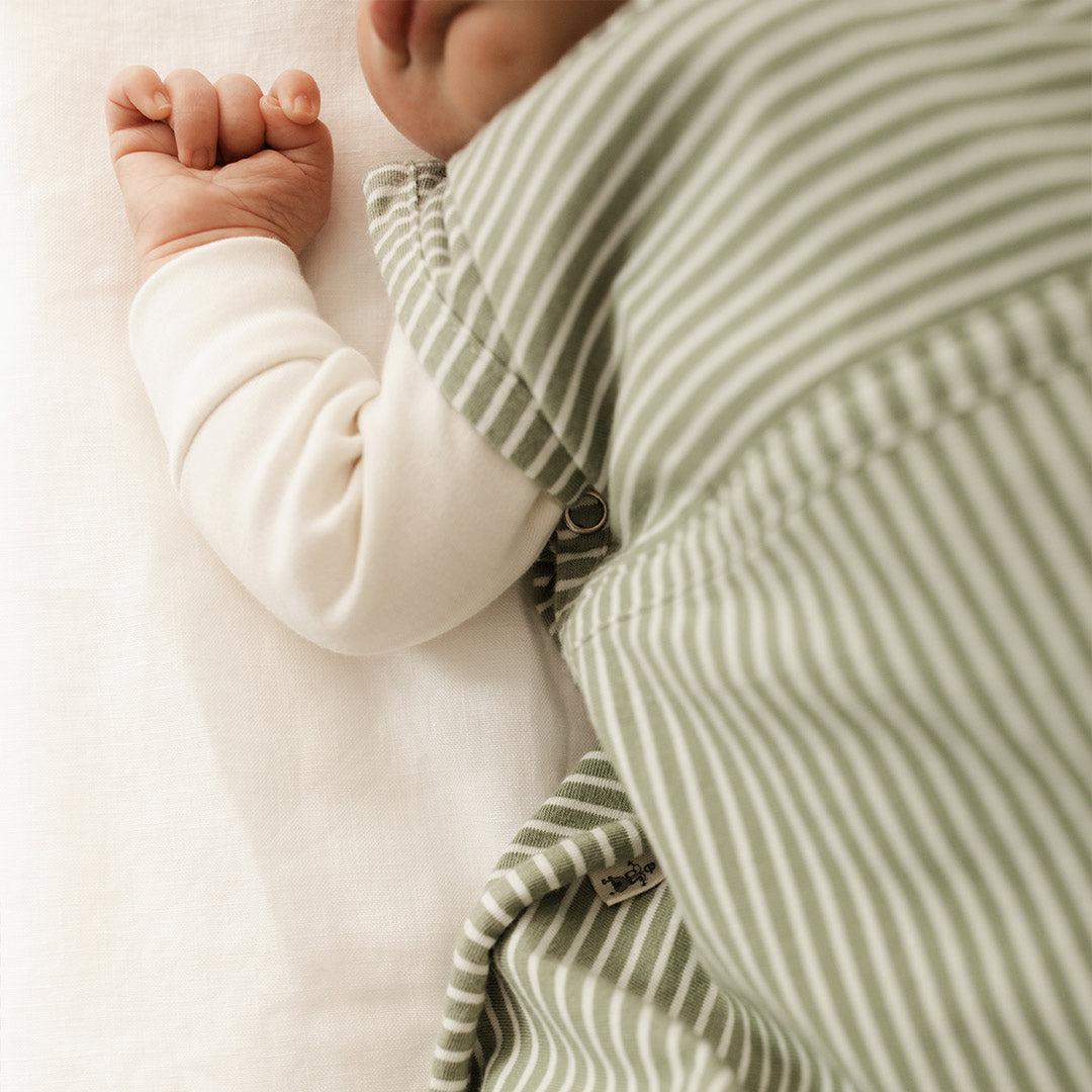 Baby Sleep Bag Striped Merino-Lined Bag in Olive