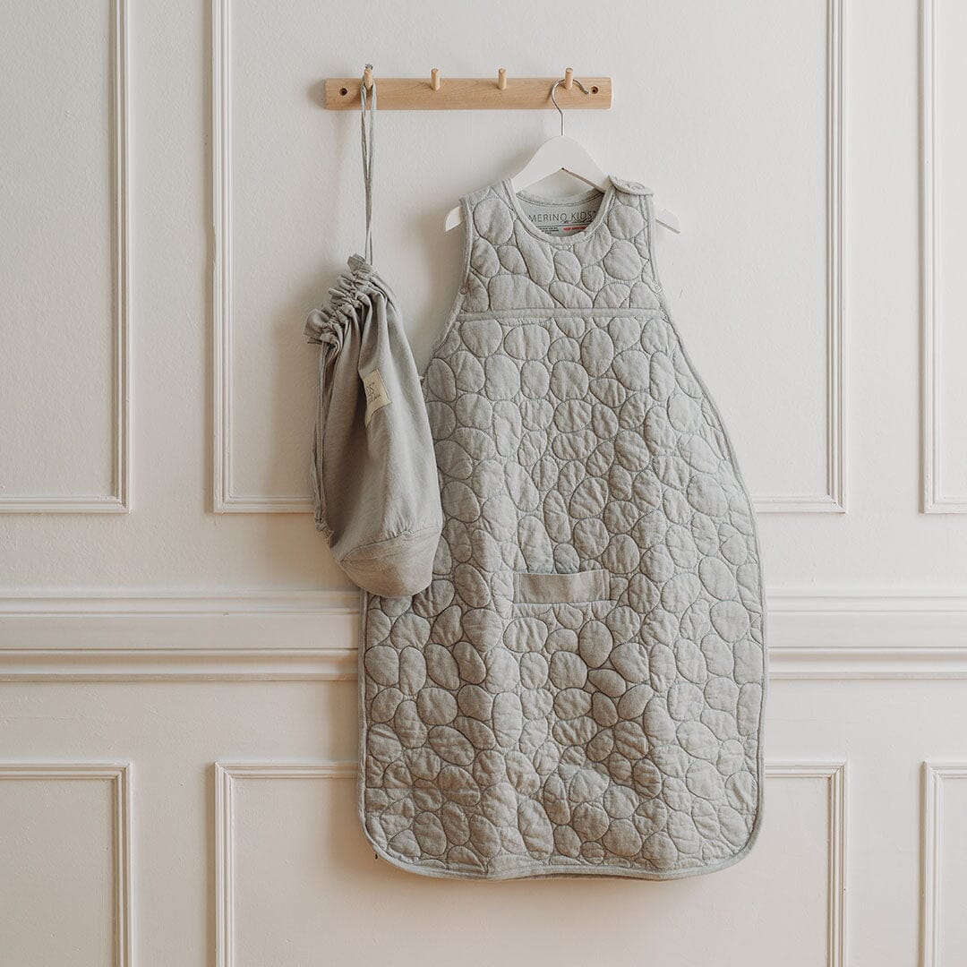 Merino Kids Go Go Sleeping Bag - Winter Weight - Quilted Riverstone - Light Grey-Sleeping Bags-Light Grey-3-24m | Merino Kids UK