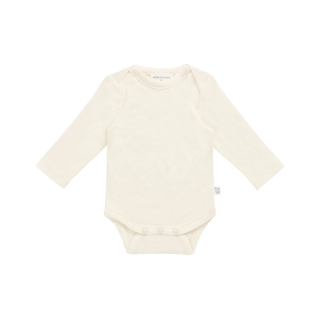 Merino Kids Merino Long Sleeve Envelope Bodysuit - Cloud