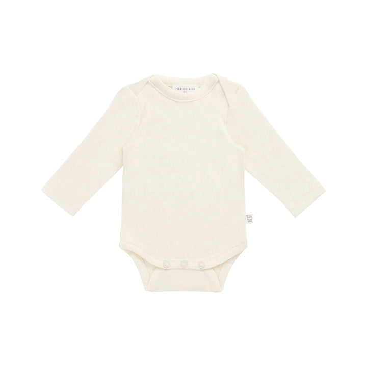 Merino Kids Merino Long Sleeve Envelope Bodysuit - Cloud