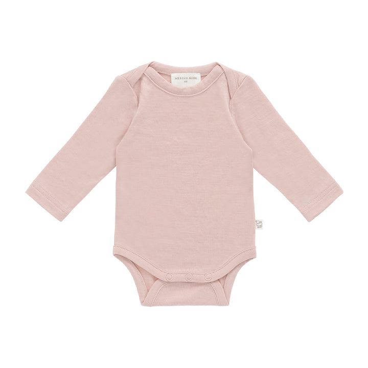 Merino Kids Merino Long Sleeve Envelope Bodysuit - Cloud Pink