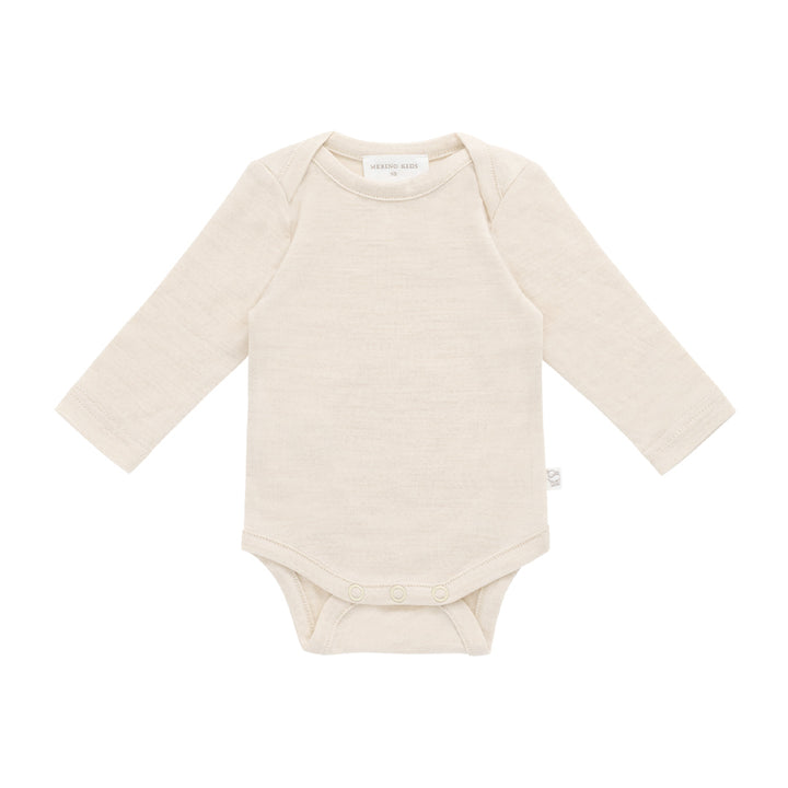 Merino Kids Merino Long Sleeve Envelope Bodysuit - Natural