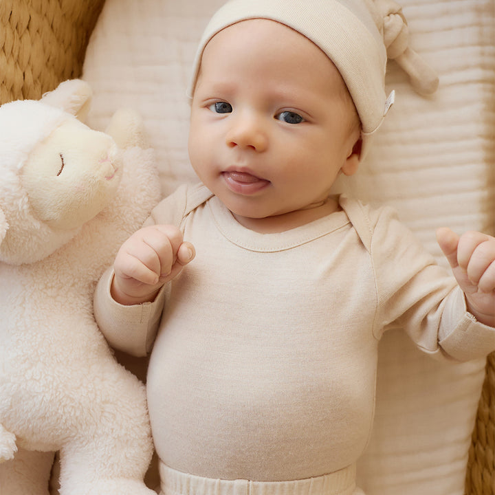 Merino Kids Merino Long Sleeve Envelope Bodysuit - Natural