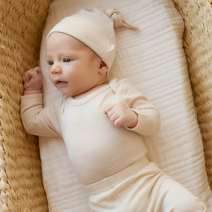 Merino Kids Merino Long Sleeve Envelope Bodysuit - Natural