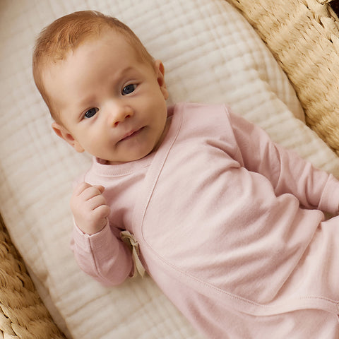 Merino Kids Merino Wrap Onepiece - Cloud Pink