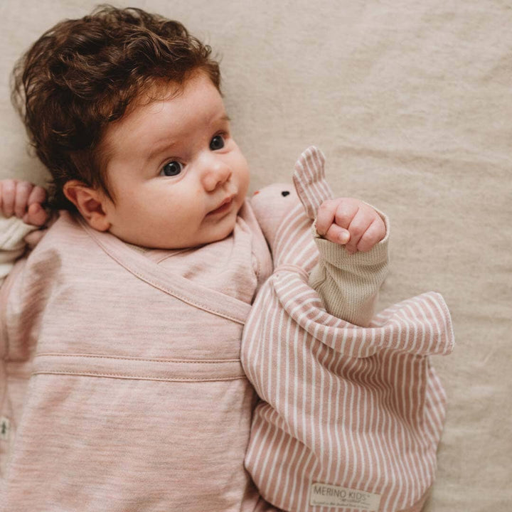 Merino Kids Snuggle Toy Comforter - Misty Rose Stripe-Comforters-Misty Rose- | Merino Kids UK